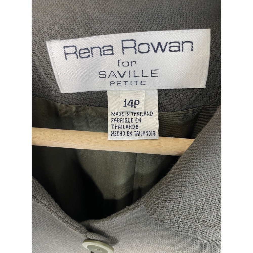 Rena Rowan for Saville Women's 2PC Skirt Suit 14P Olive Green Lined Career Set - Picture 9 of 14